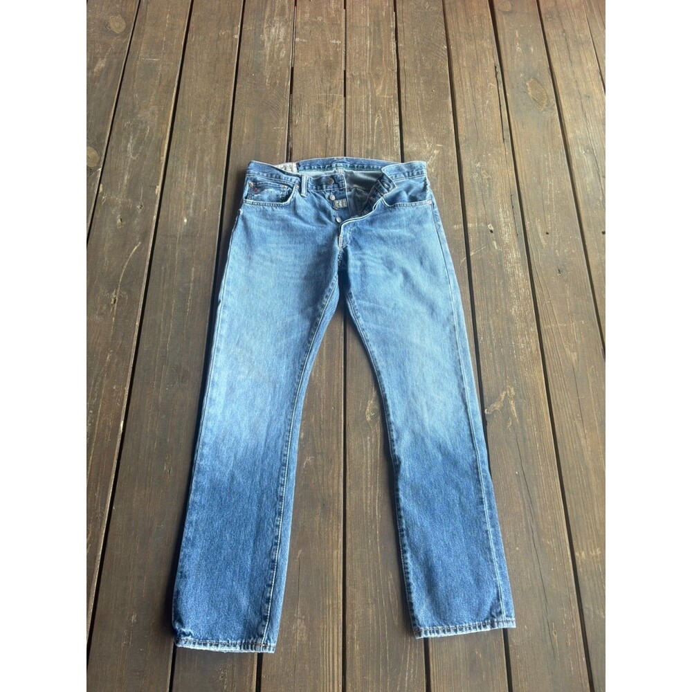 Polo Ralph Lauren Sullivan Slim Mens Jeans 32x30 Med Light Wash Blue Button Fly